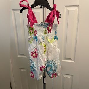 Sophie Catalou White Smocked Romper with Satin Bows Size 9/12 months